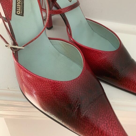 Y2K Italian Design Heels Straps Patent Leather Sz 10 - Picture 5 of 7